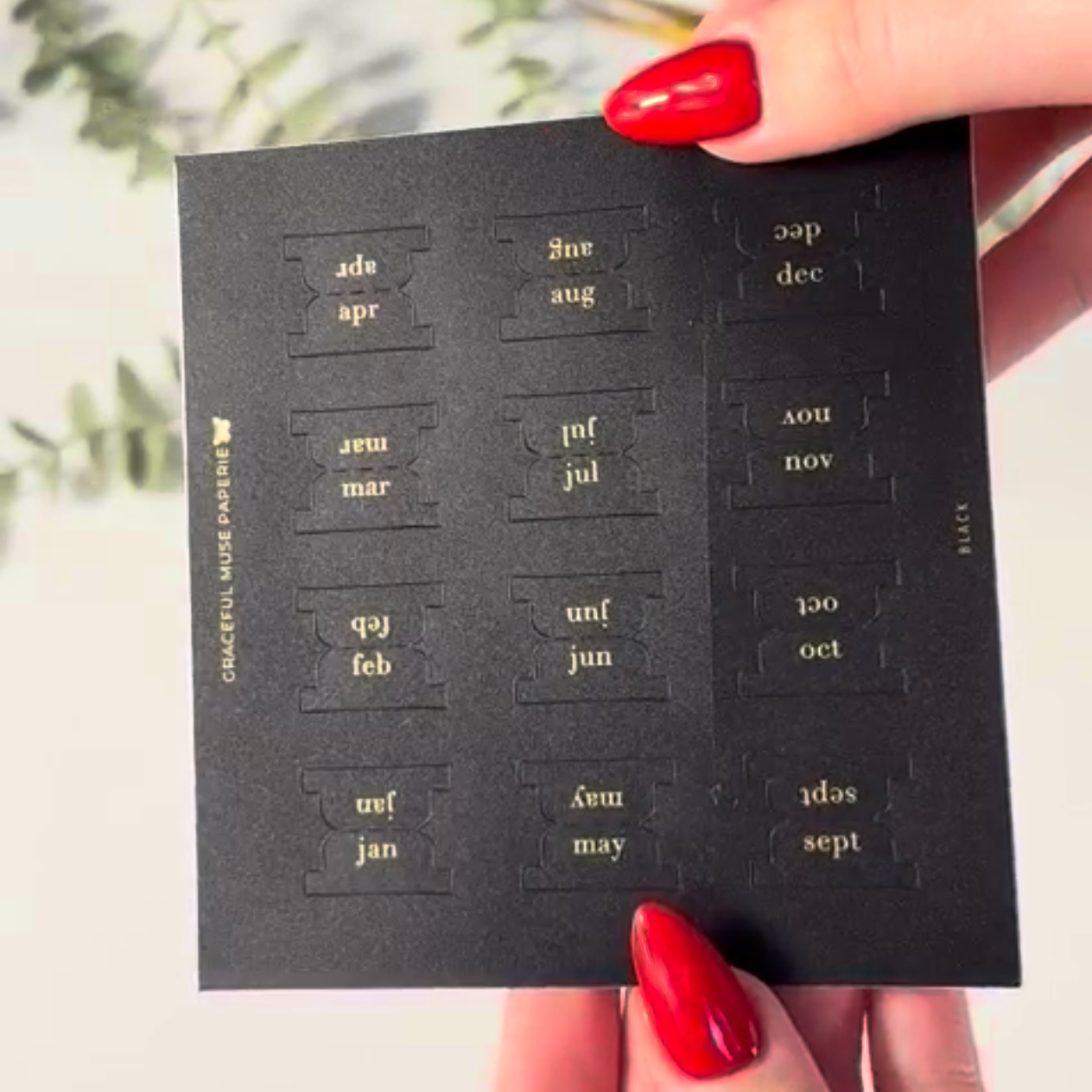 Durable Plastic Planner Tabs - Black with GOLD Foil