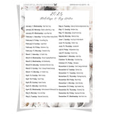 2025 US Feiertage Einlegeaufkleber | Floral