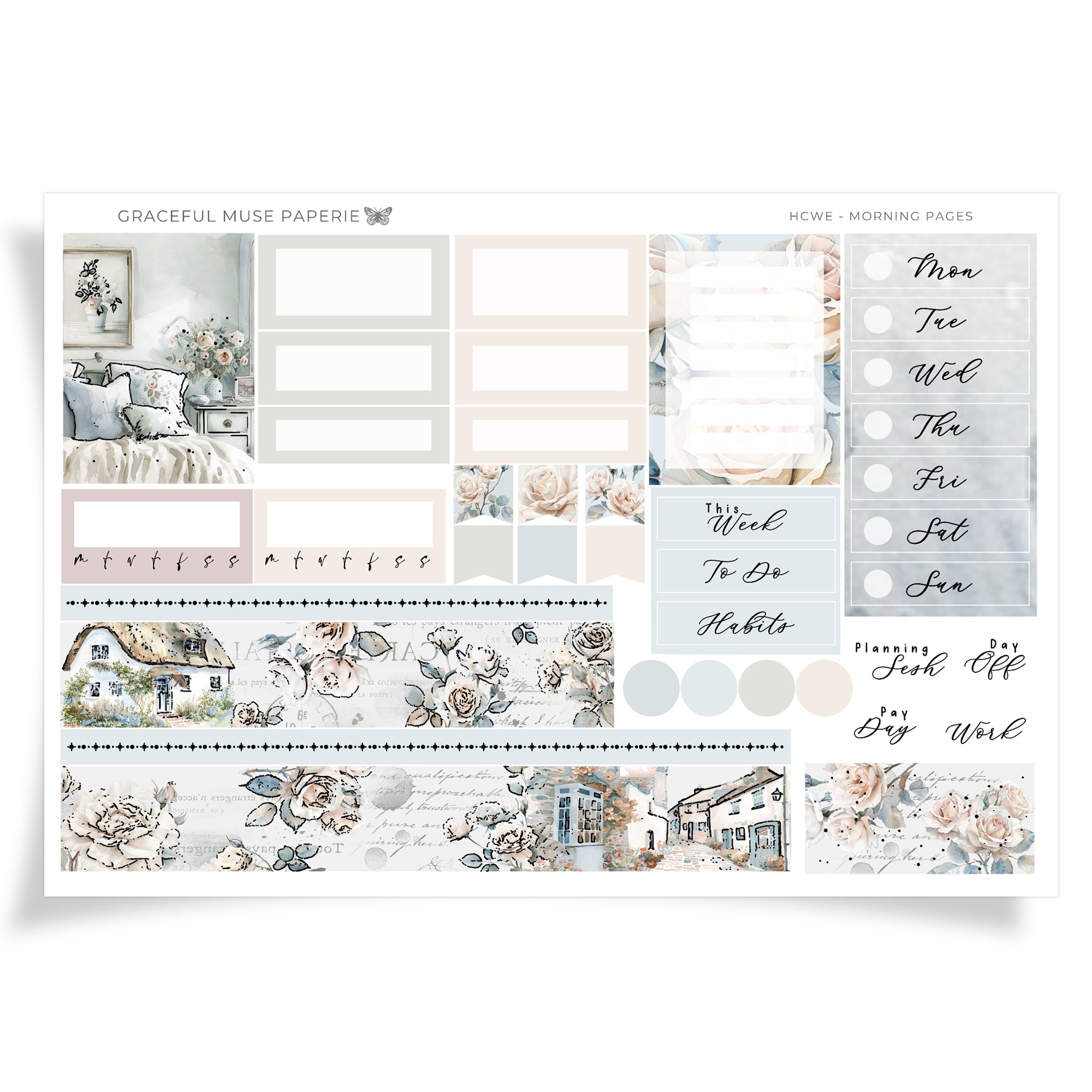 Morgenseiten | FOLIERTES Hobonichi Cousin Wöchentliches Sticker-Kit 