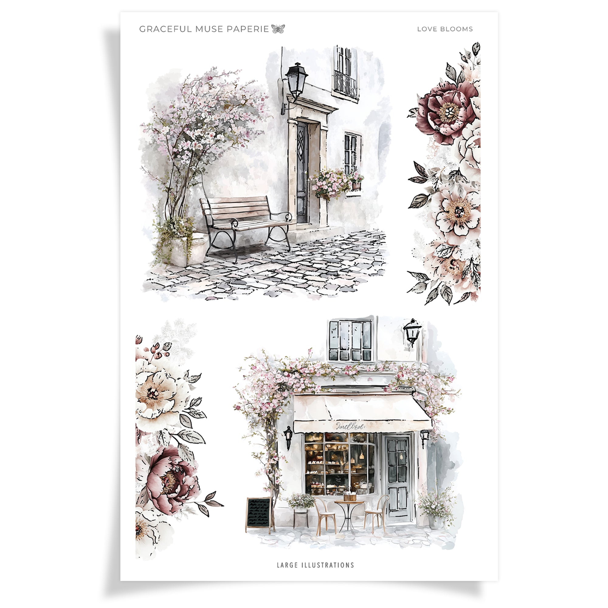 Large Illustrations  - Love Blooms - FOILED