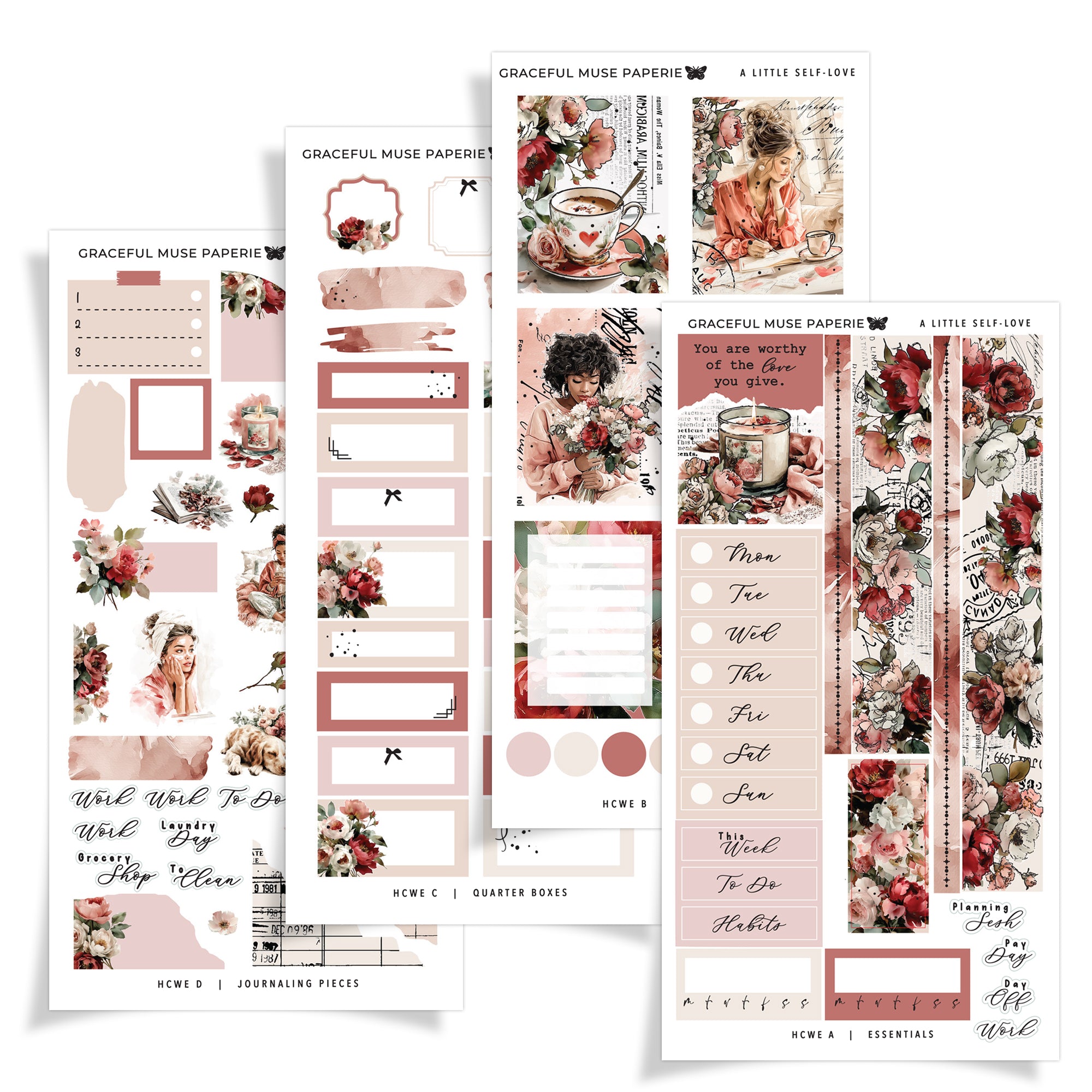 A Little Self Love | FOILED Hobonichi Cousin Weekly Sticker Kit