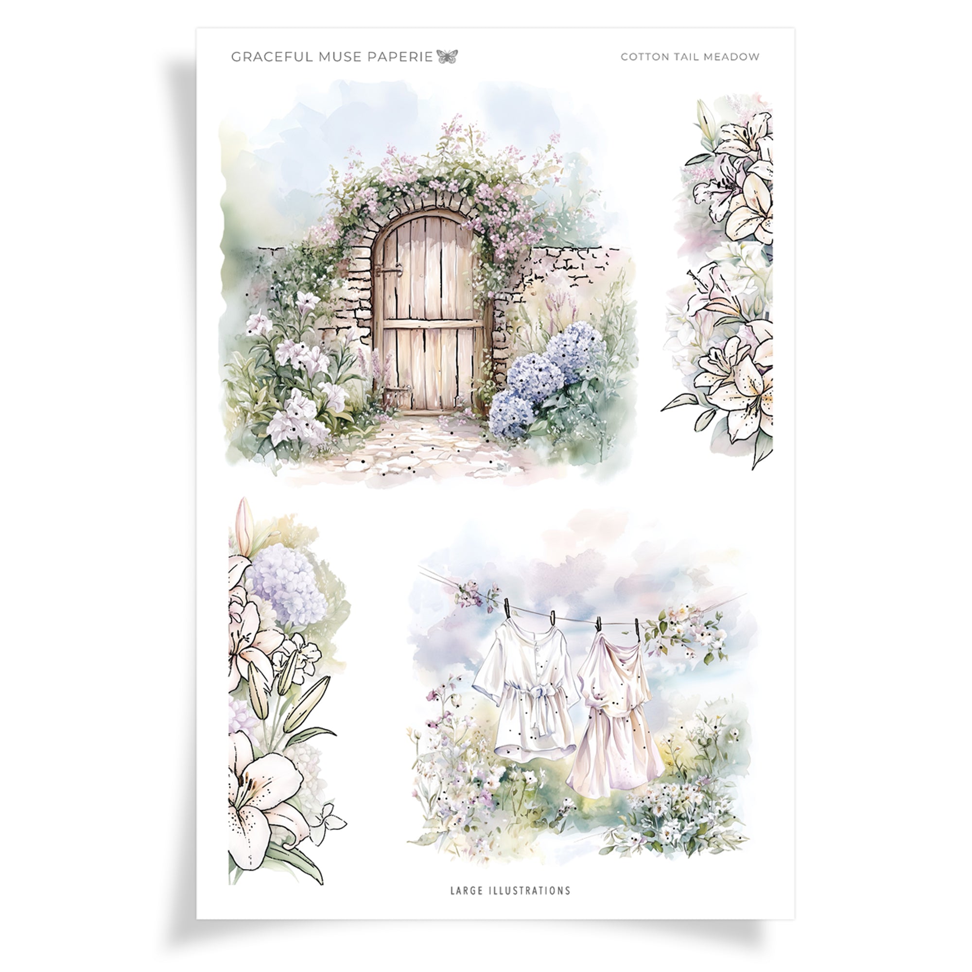 Suuret kuvitukset - Cotton Tail Meadow - FOILED