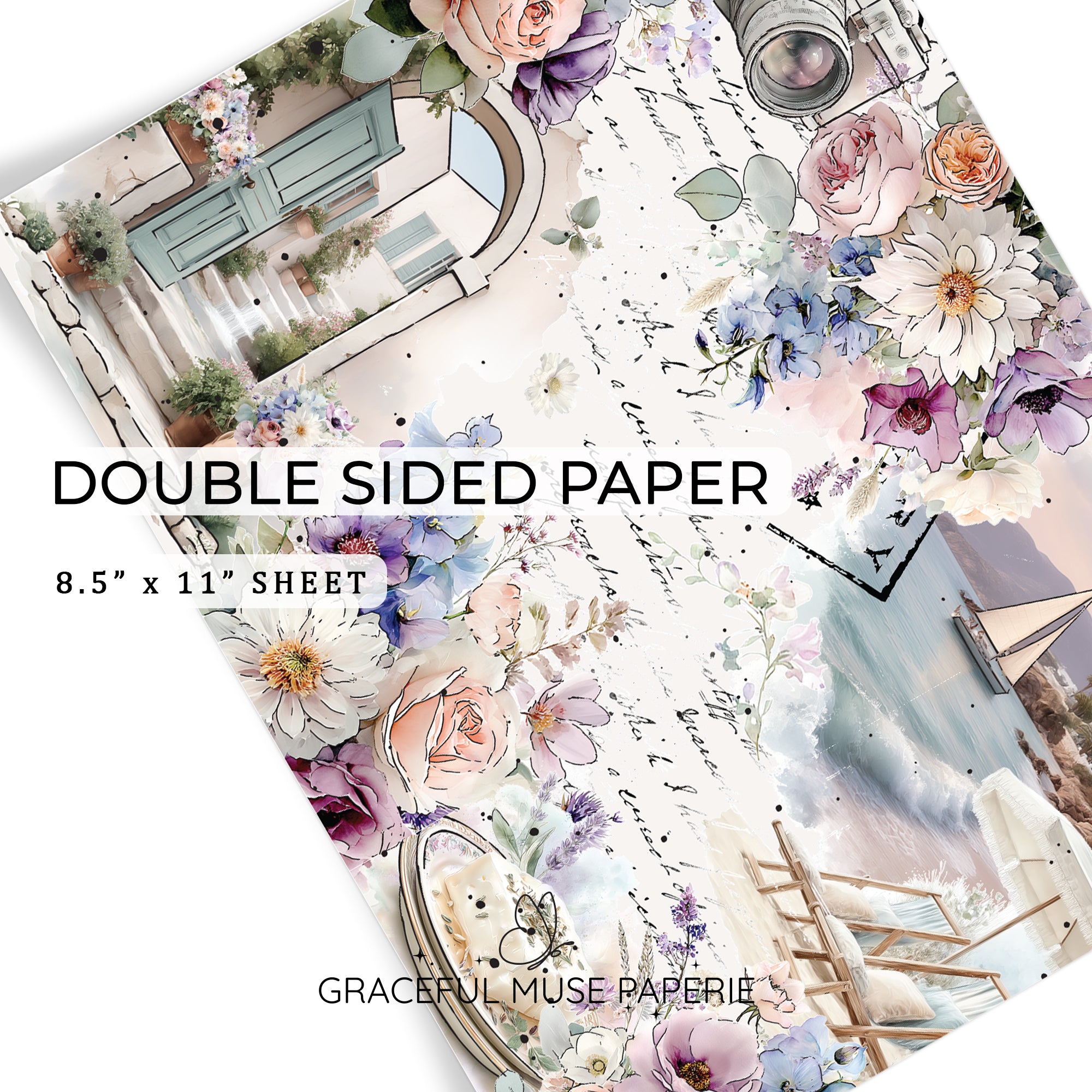 Santorini Sunset - FOILED Double Sided Paper
