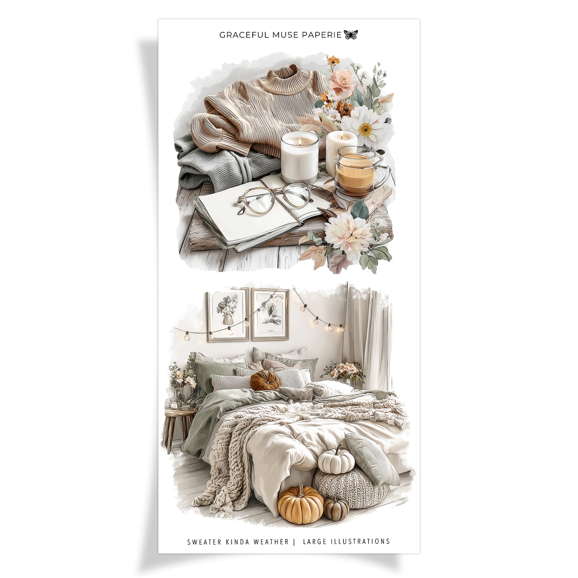 Large Illustrations  - Sweater Kinda Weather - FOILED