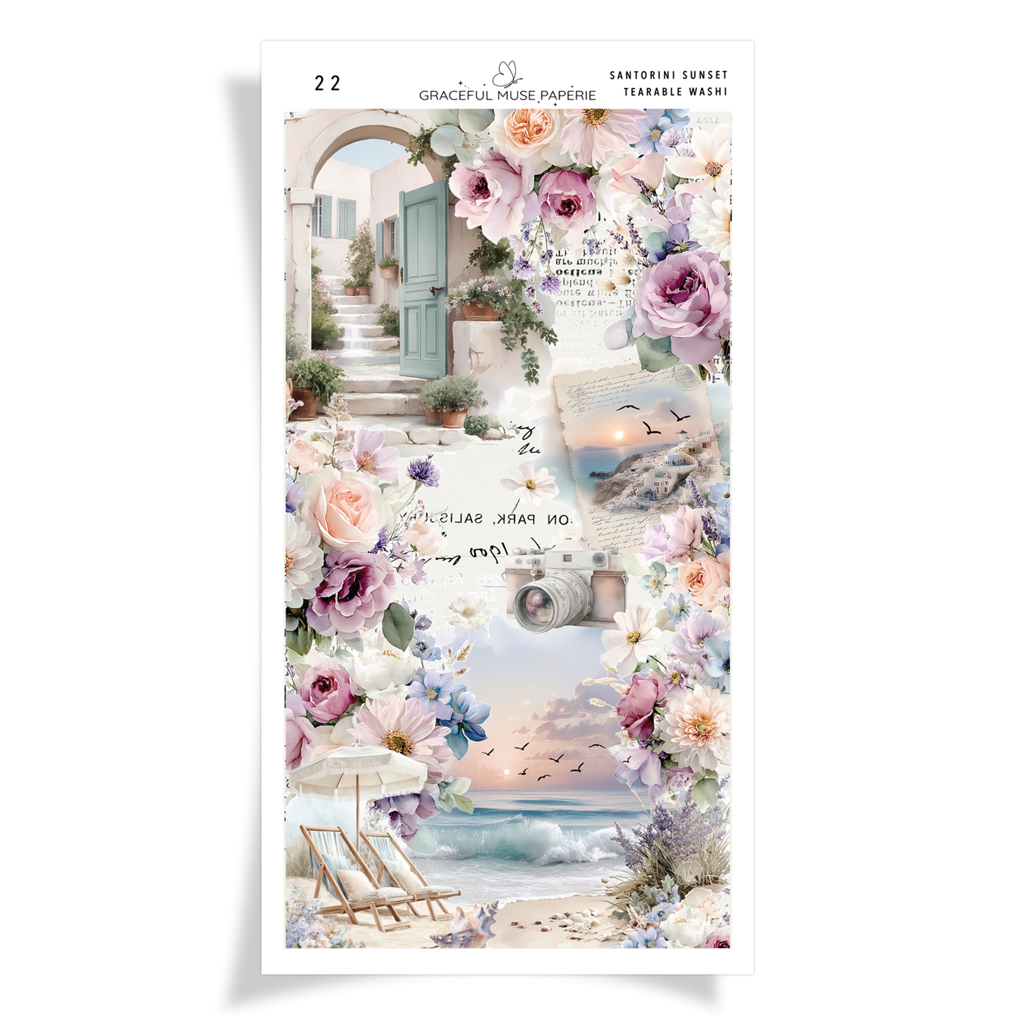 Tearable Washi - Santorini Sunset