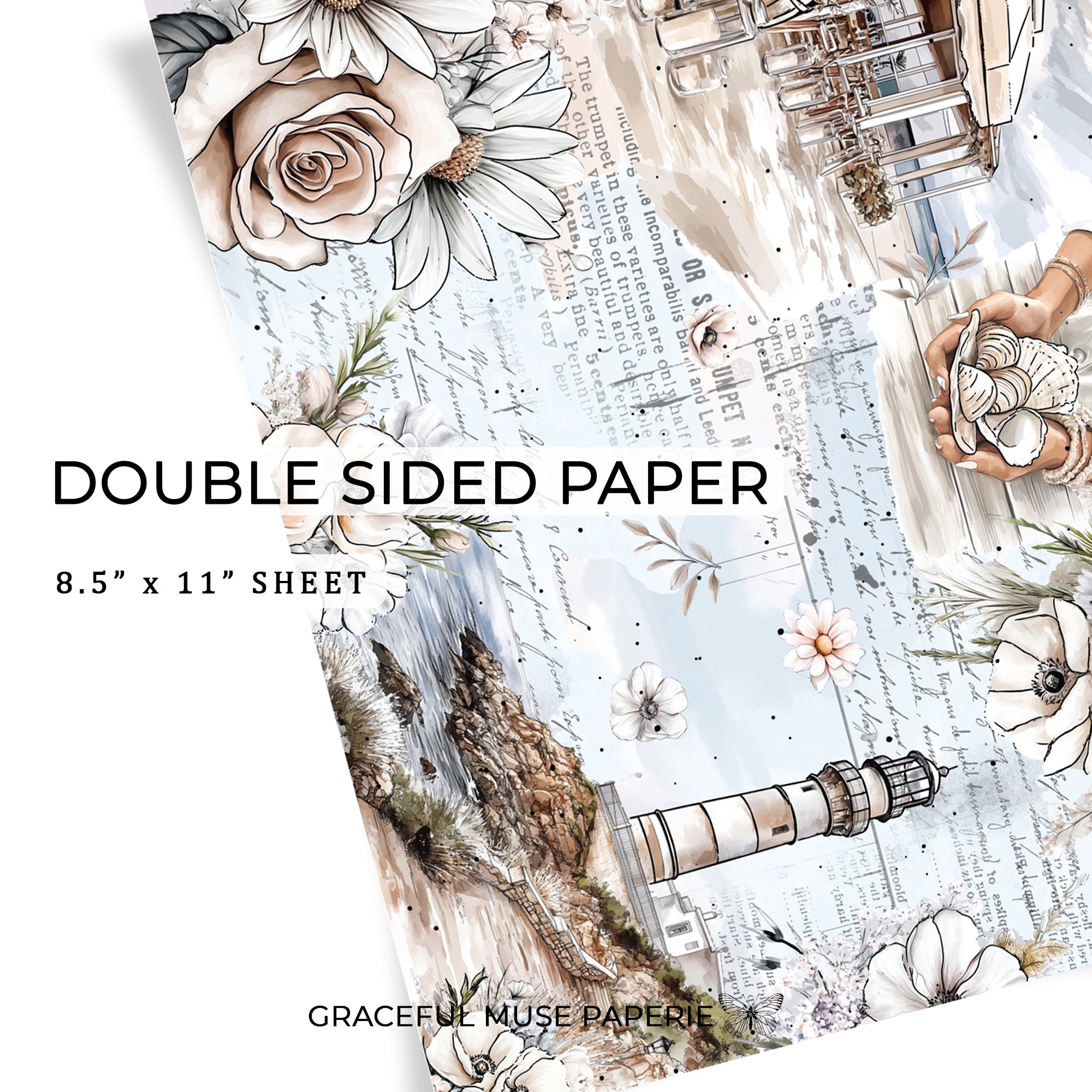 Tranquil Shores - FOILED Double Sided Paper