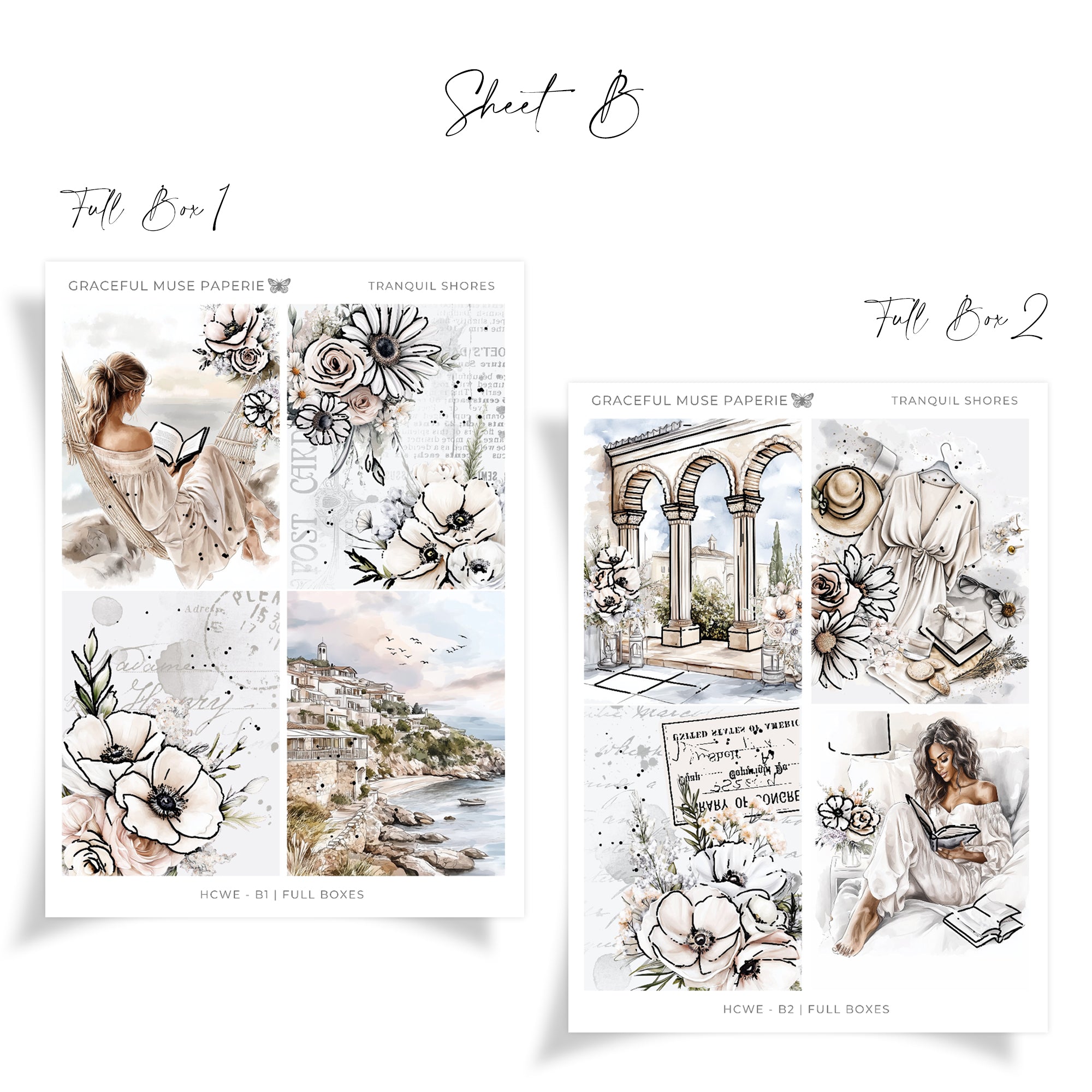 Tranquil Shores | FOILED Hobonichi Cousin Weekly Sticker Kit