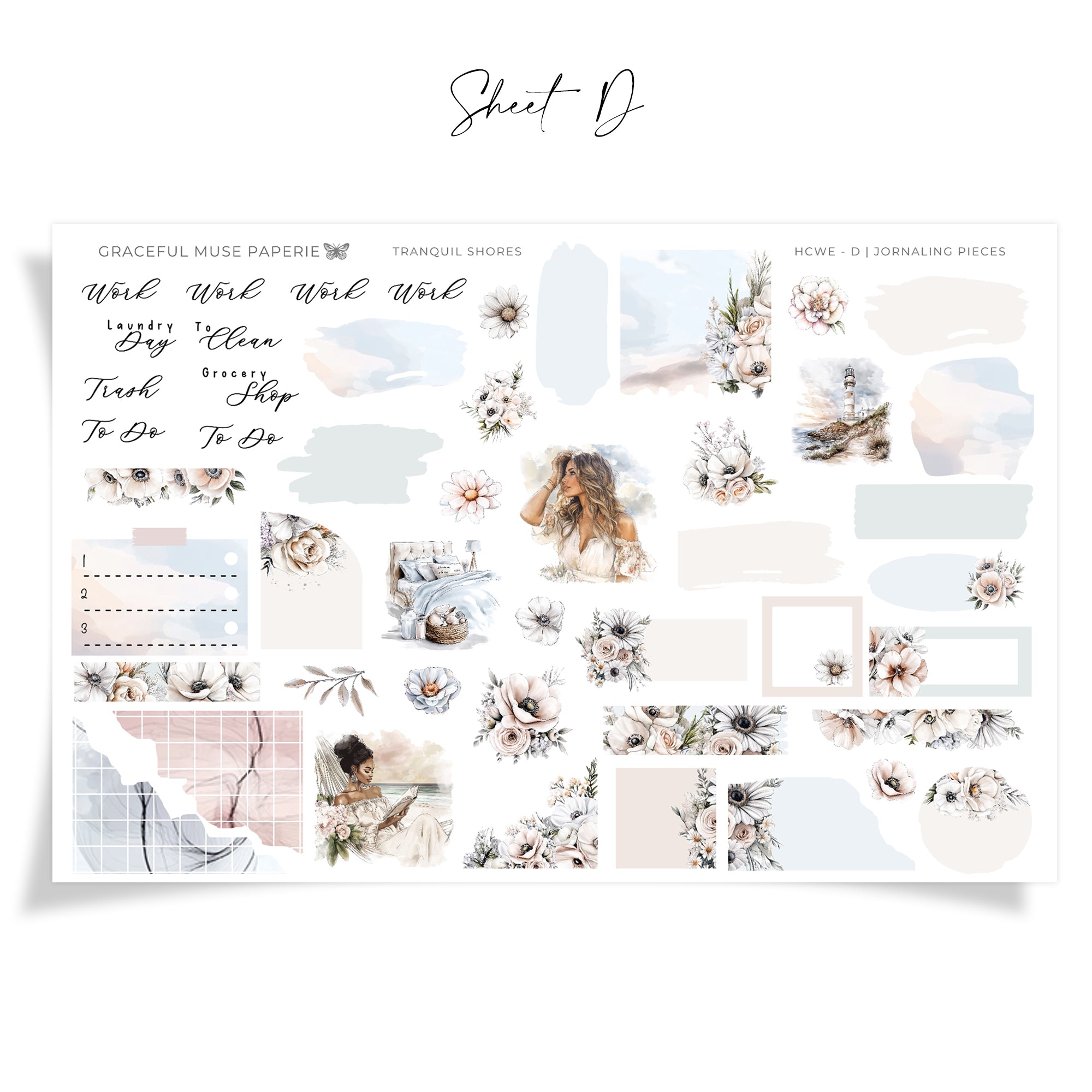 Tranquil Shores | FOILED Hobonichi Cousin Weekly Sticker Kit