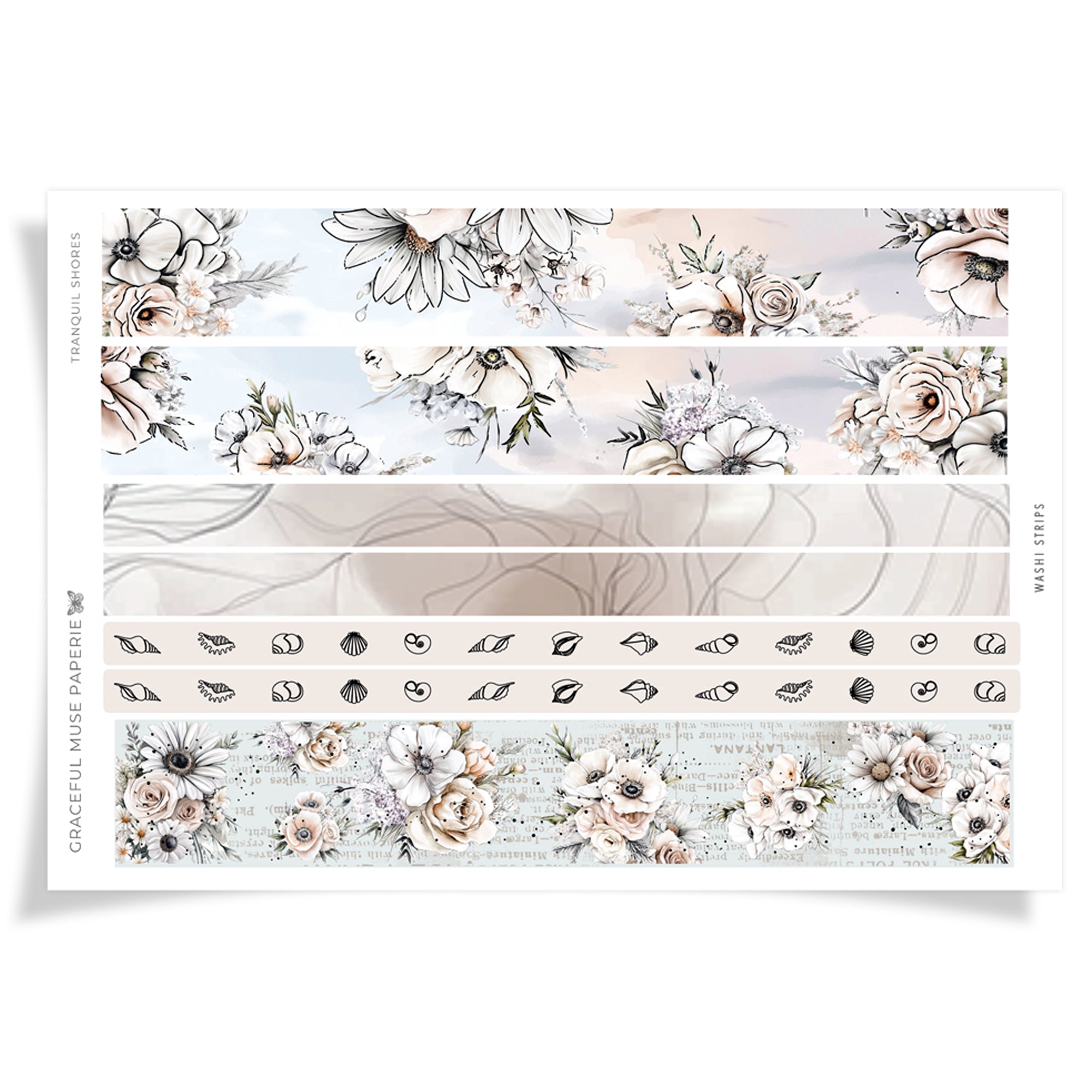 Tranquil Shores | Washi STRIPS - FOILED