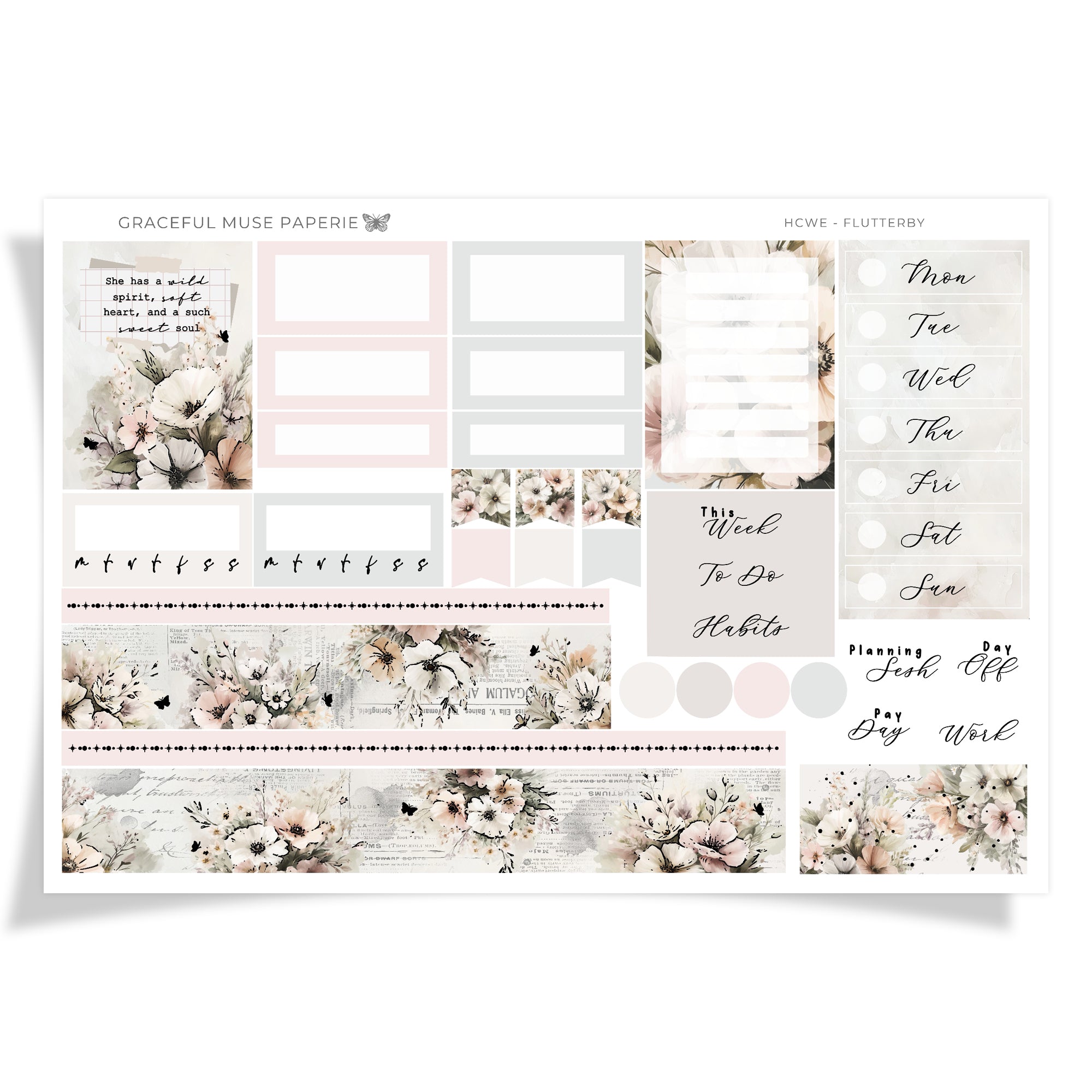 Flutterby | FOILED Hobonichi Cousin Weekly Sticker Kit