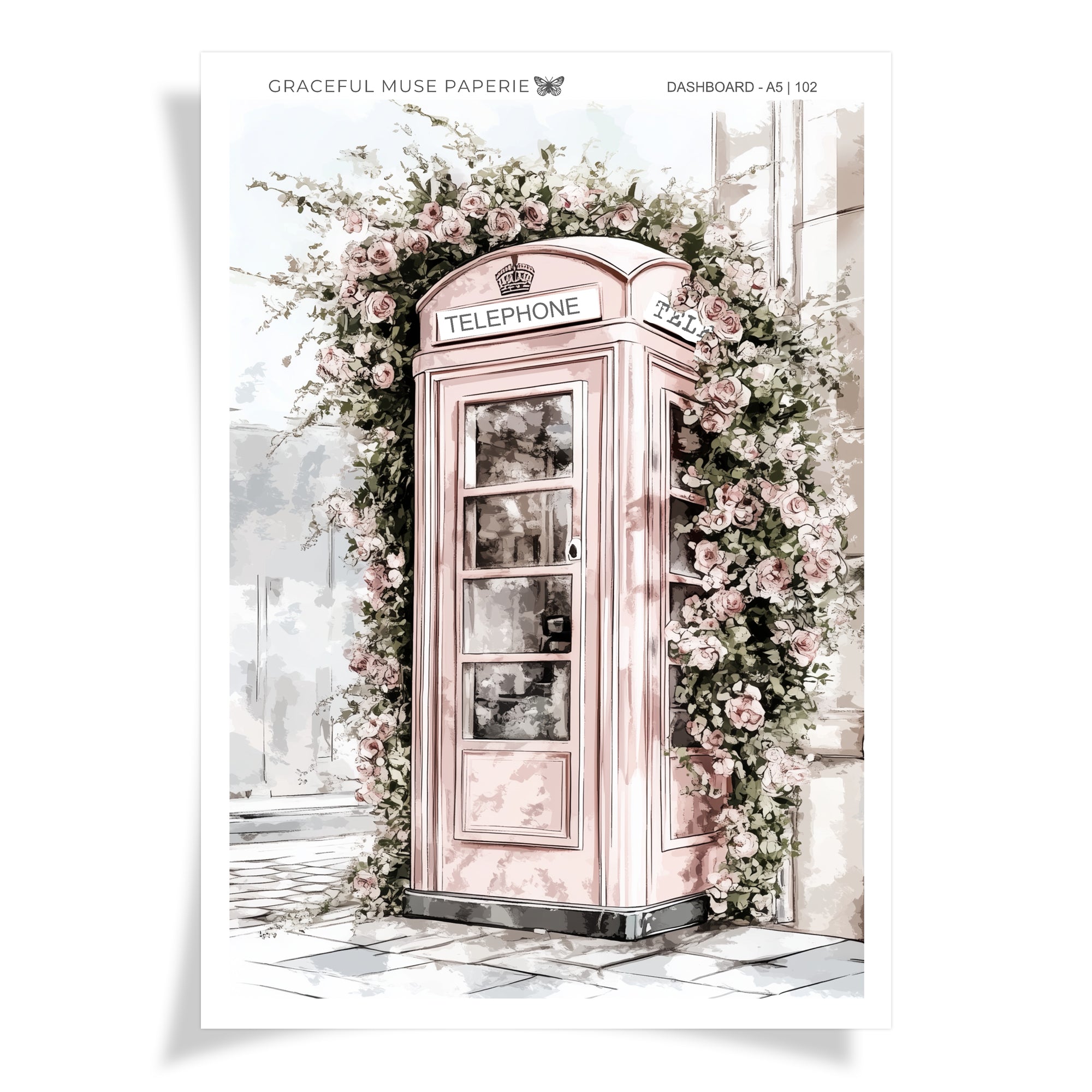 Dusty Pink Phone Booth | Dashboard Stickers | 102