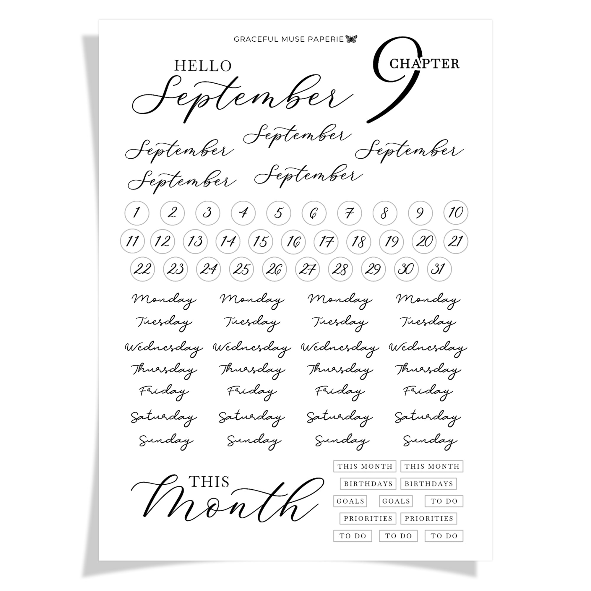 September Scripts | Caffeinated Moments – Graceful Muse Paperie