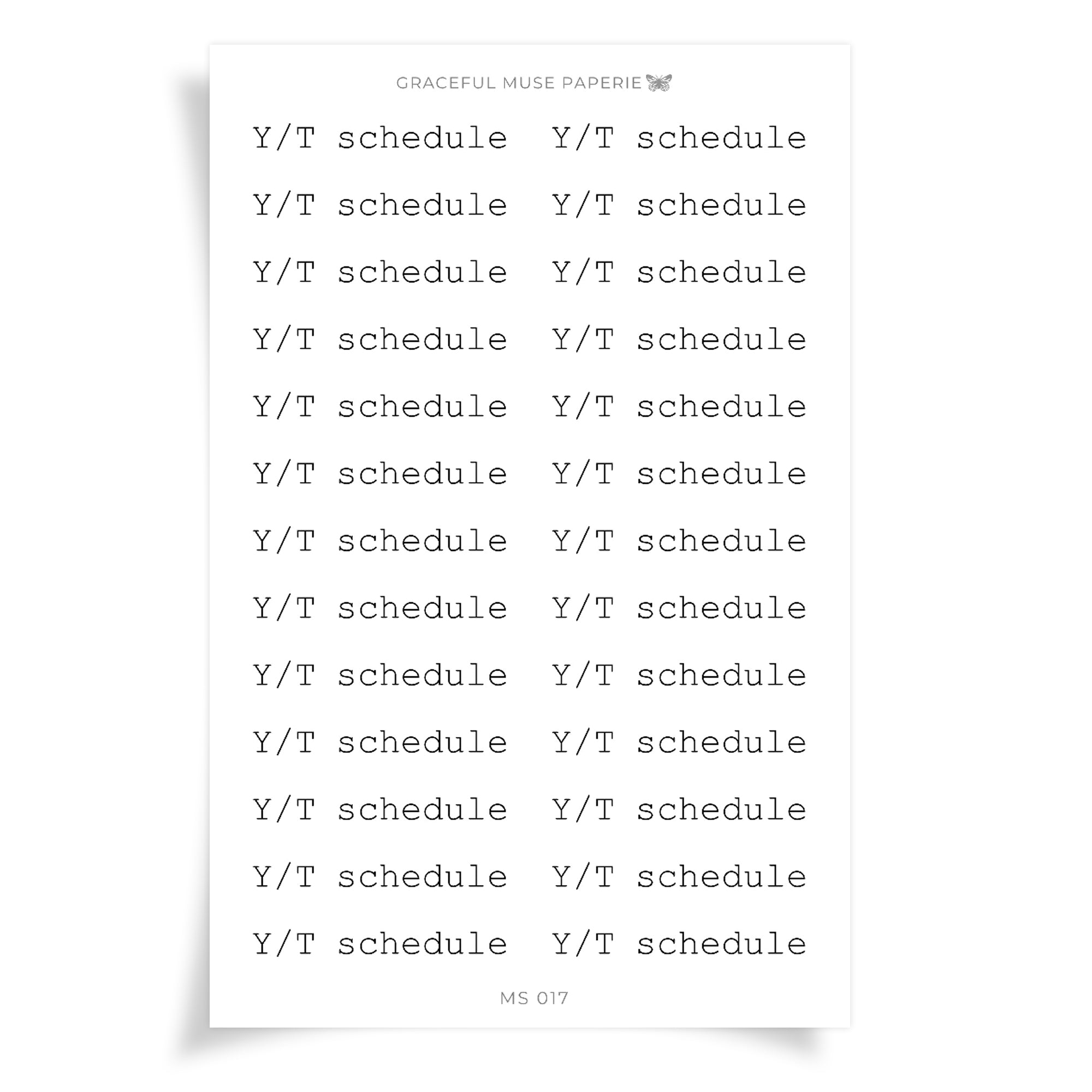 YouTube  Schedule  | Mini Scripts | MS017 | Classic