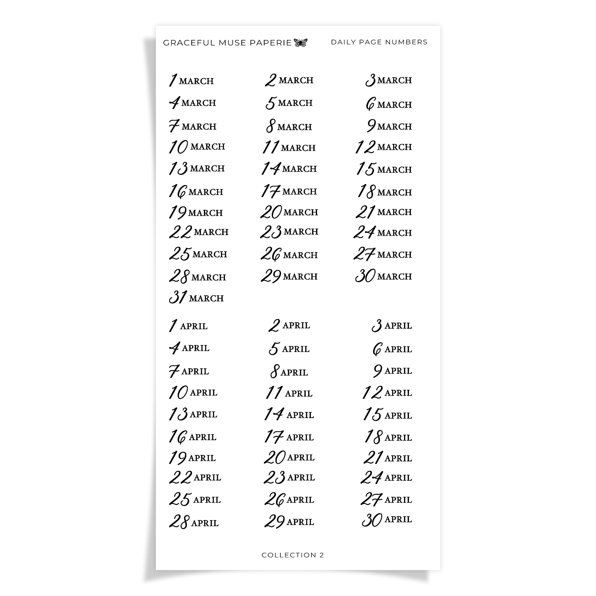 Daily Page Numbers - Collection No.2