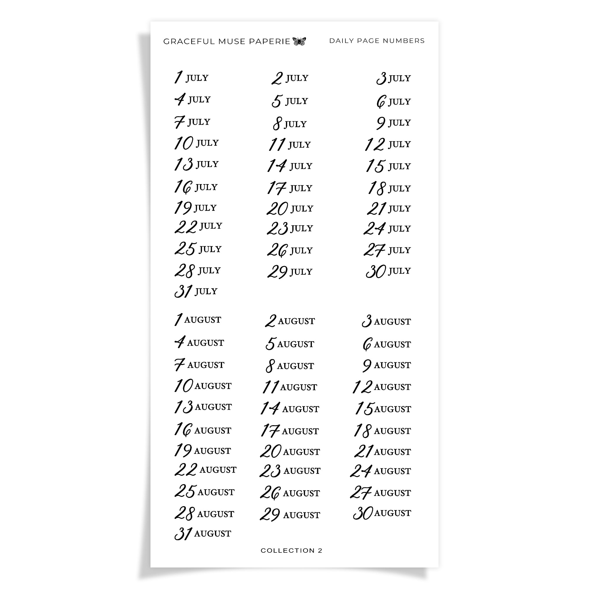 Daily Page Numbers - Collection No.2