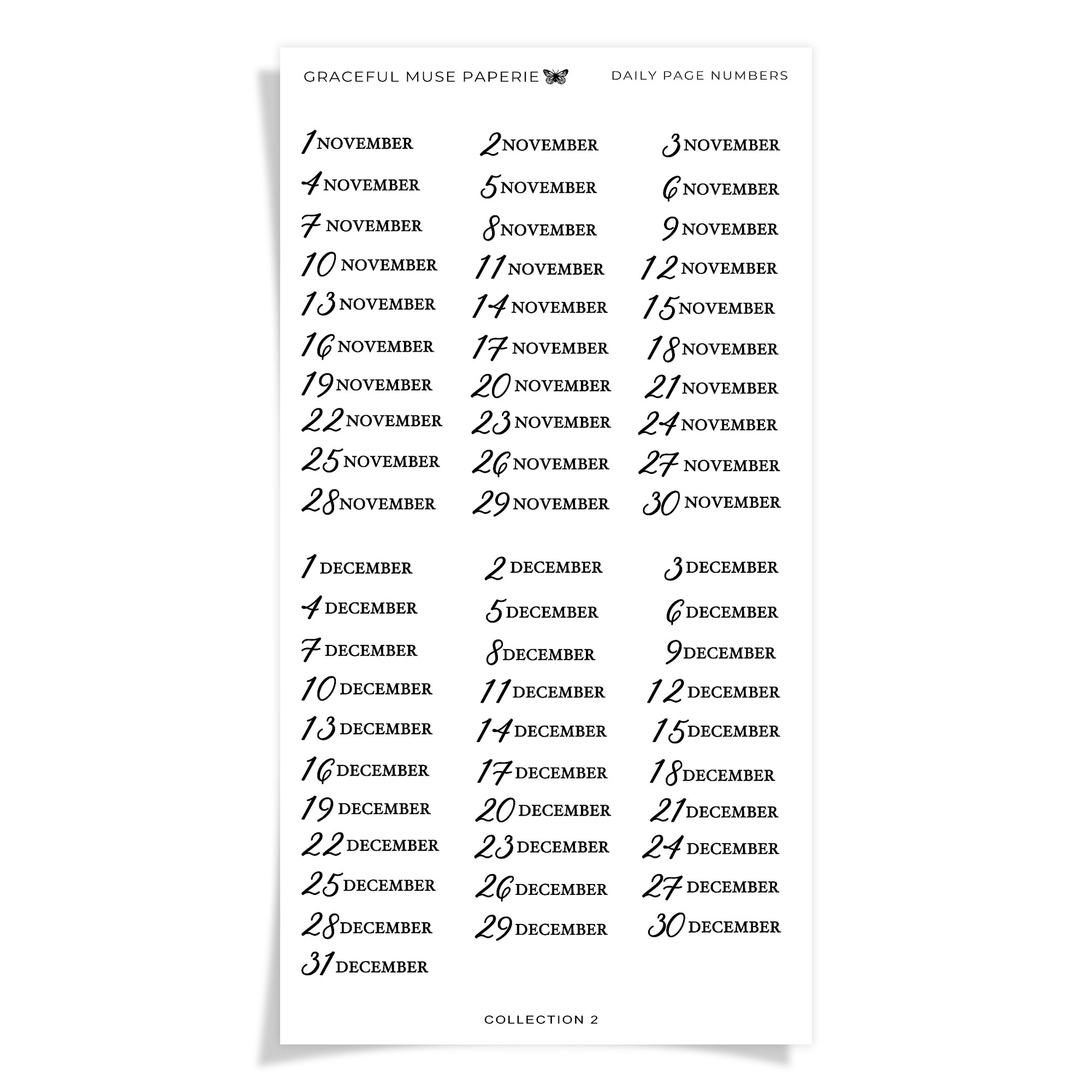 Daily Page Numbers - Collection No.2