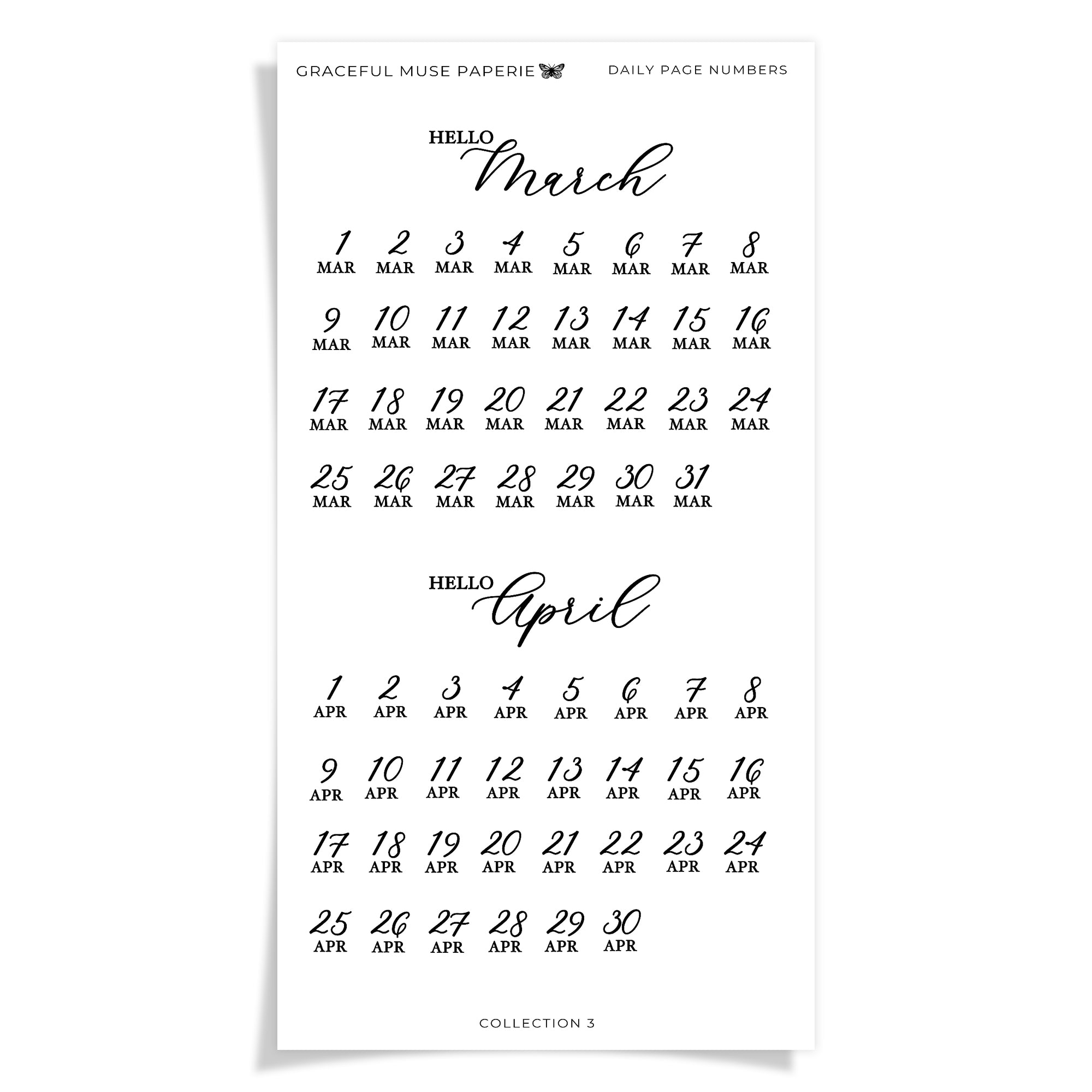 Daily Page Numbers - Collection No.3