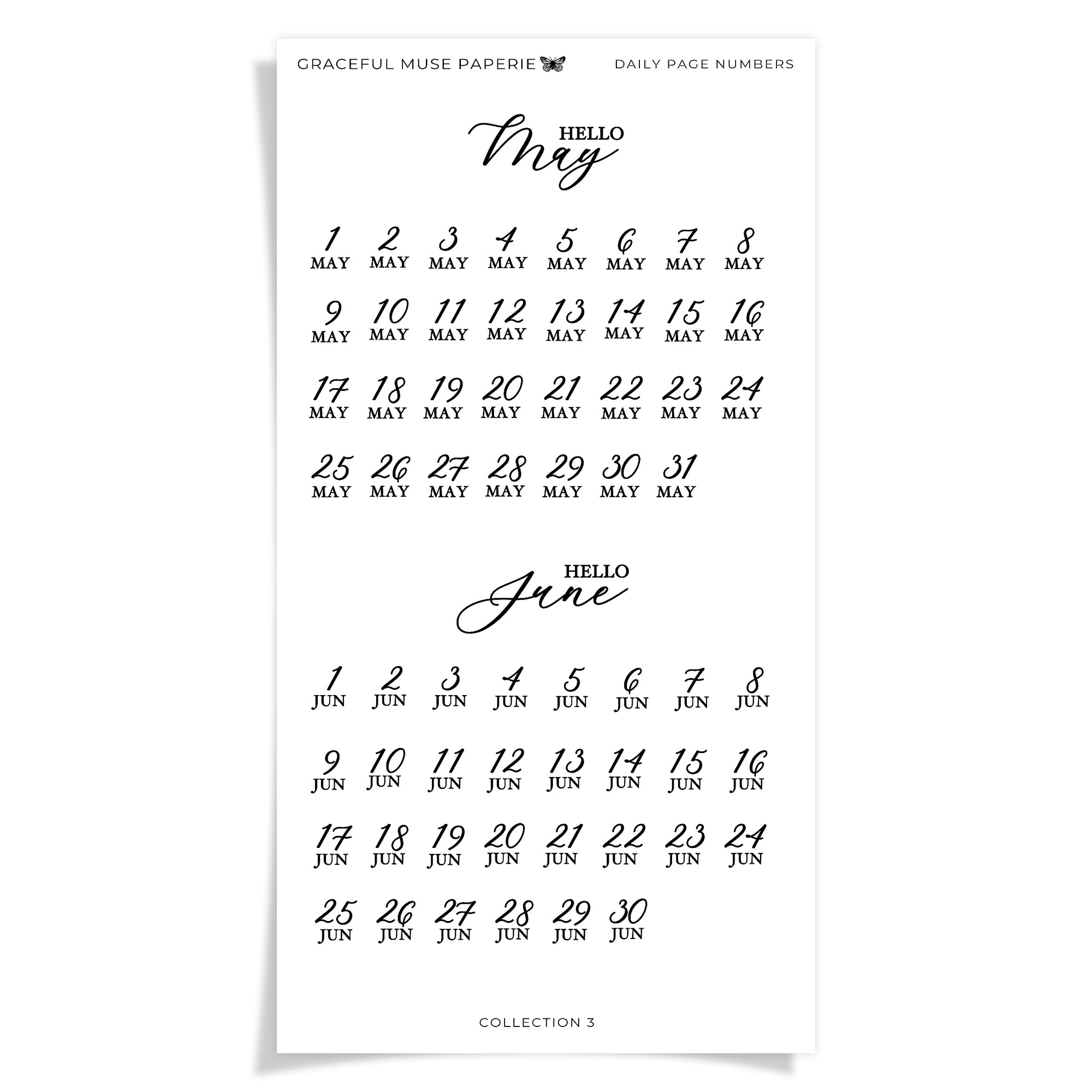 Daily Page Numbers - Collection No.3