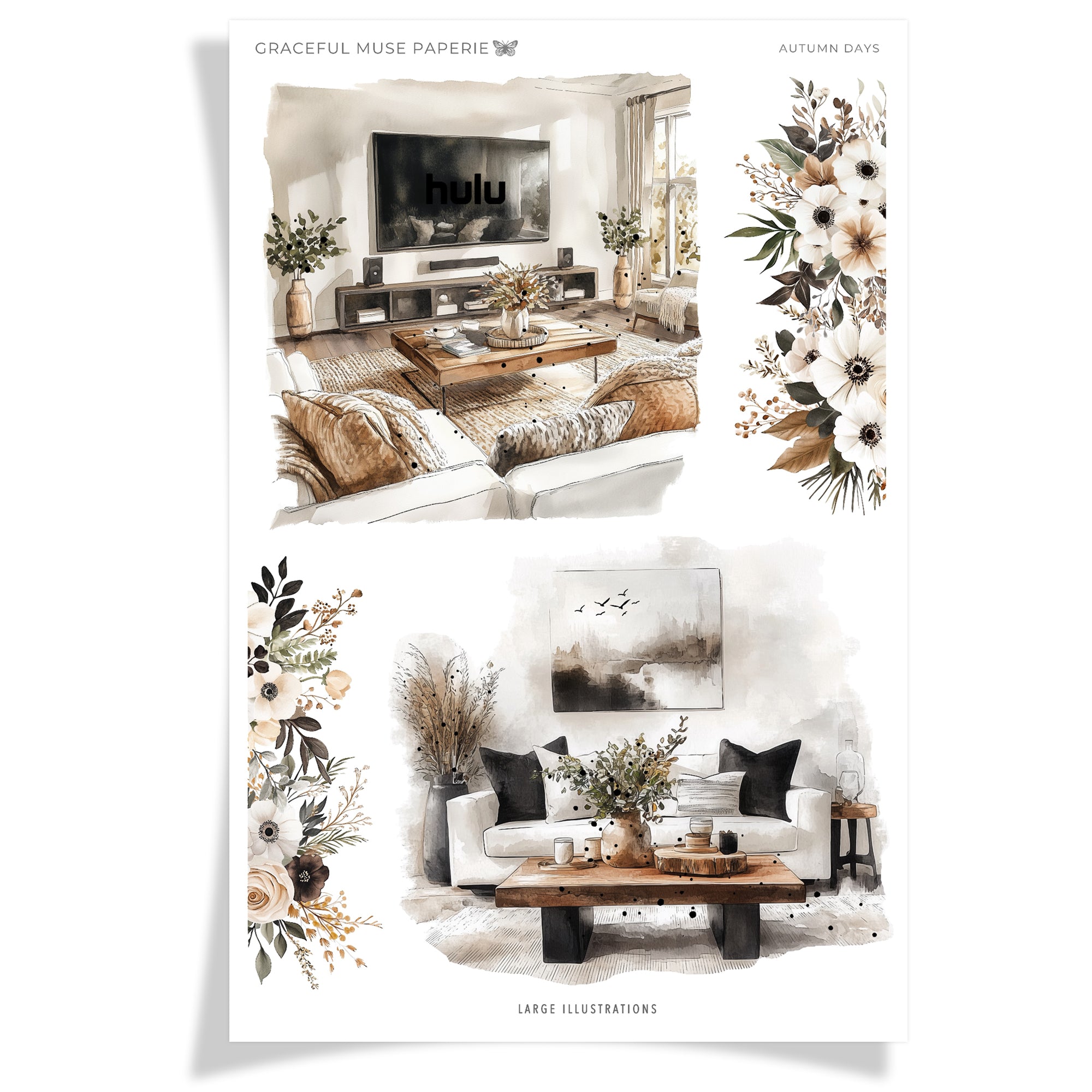 Large Illustrations - Autumn Days - FOILED