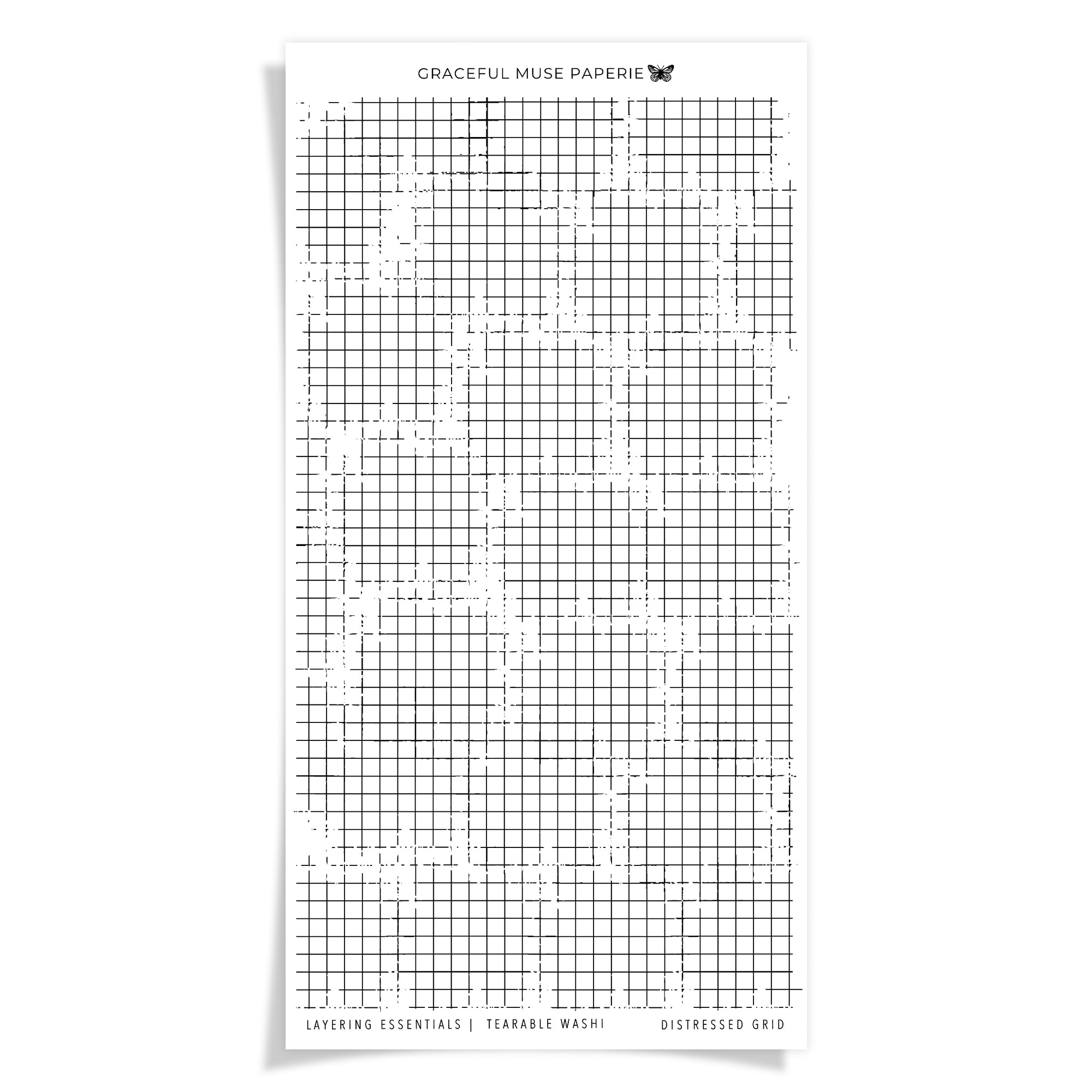 Distressed Grid - Tearable Washi - Layering Essentials