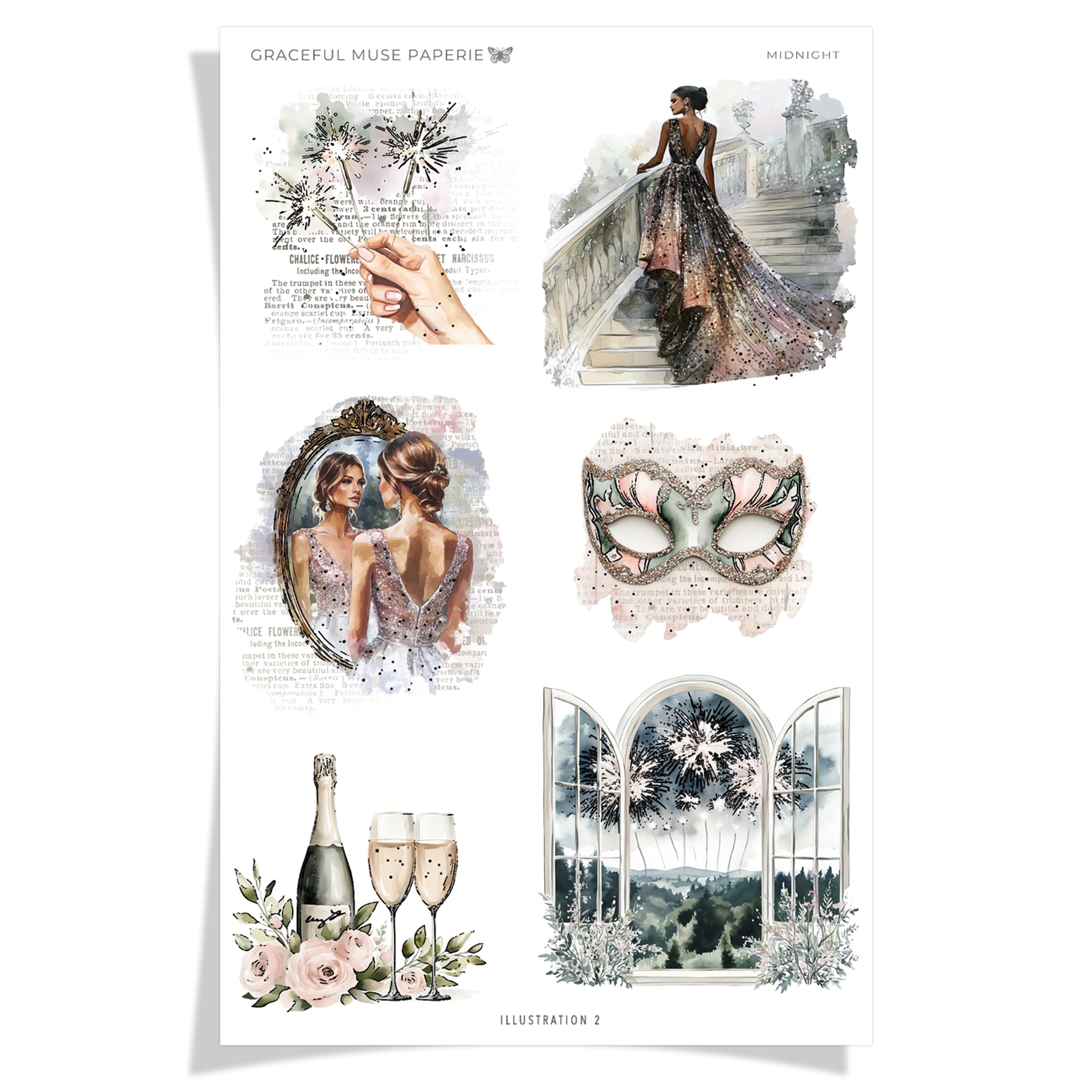 Illustrations 2 - Midnight - FOILED