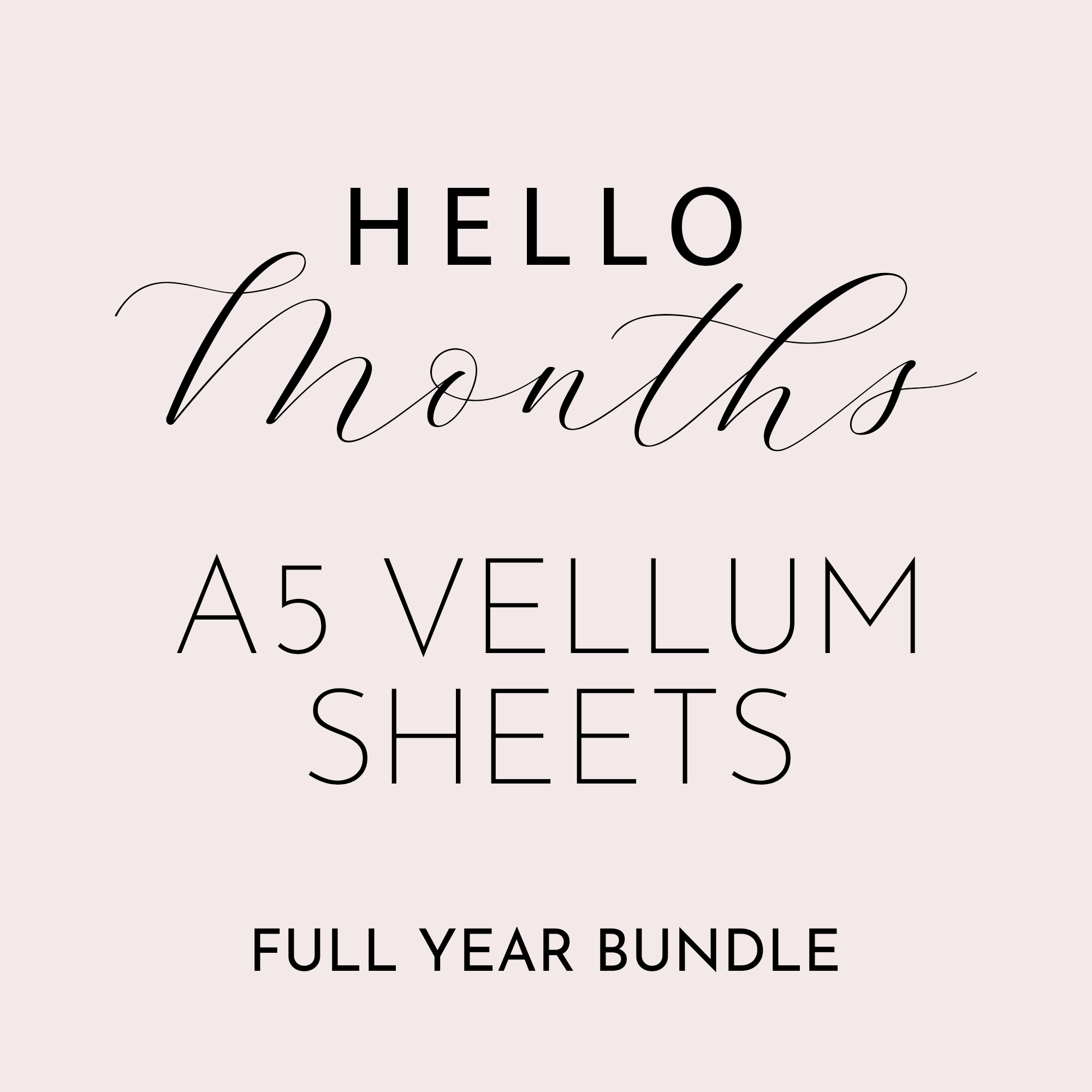 Hello Months - Foiled Vellum HALF LETTER - FULL YEAR BUNDLE