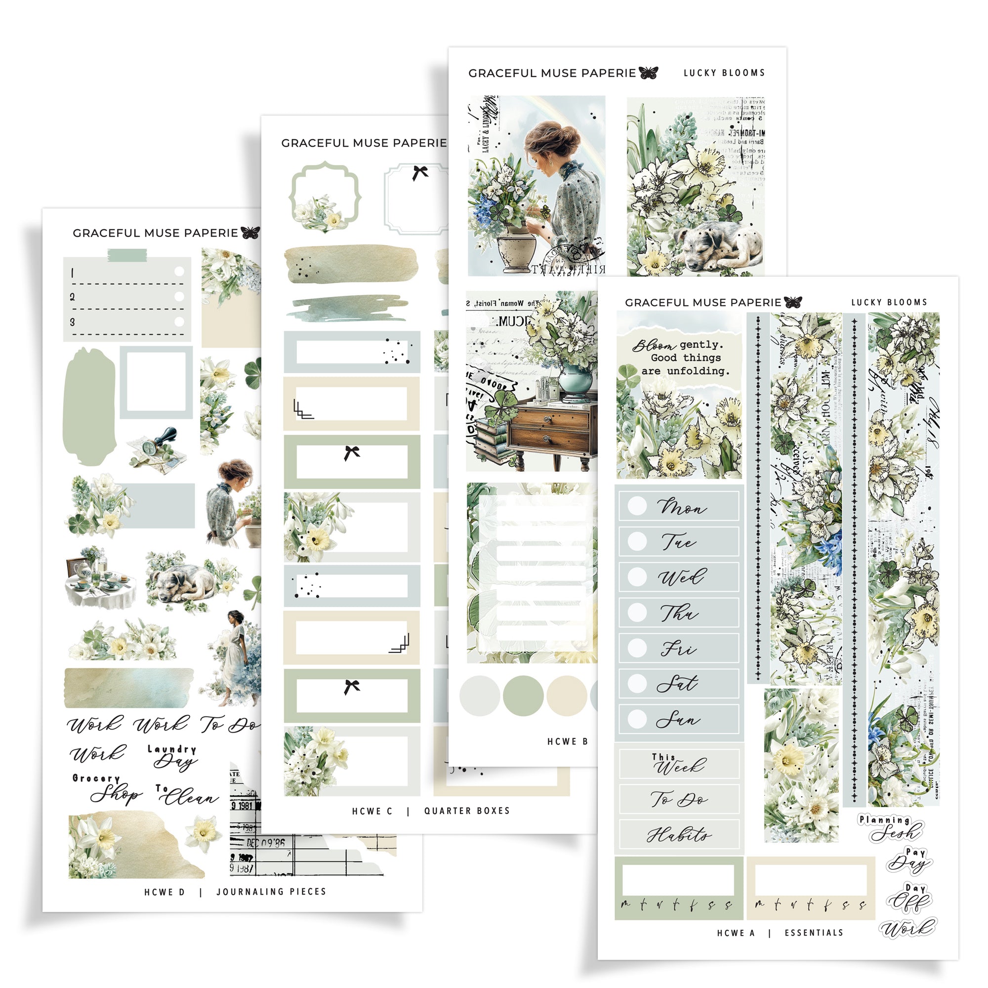 Lucky Blooms | FOILED Hobonichi Cousin Weekly Sticker Kit